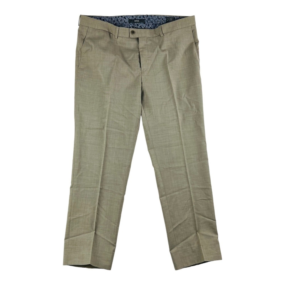 BRAX Felix Brown Flat Front Wool Dress Pants Mens Size 38X29